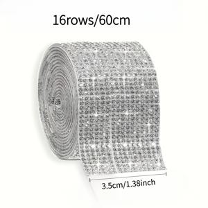 1개 60cm 길이 고밀도 자가 점착 리본 14단/16단 다중 사양 옵션 수제 주얼리 테이프 - 웨딩 파티, 자동차 휴대폰 유리 장식에 적합 | 아이시 표면 반짝이는 스트립, 공예용
