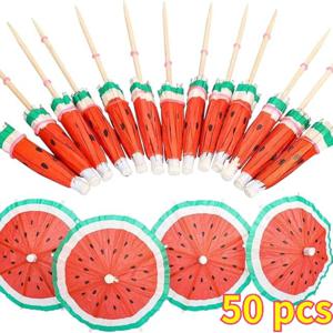 수박 우산형 수탉꼬리 꼬치 50/100개, 대나무 꼬치, 에피타이저용 화려한 이쑤시개, 장식용 수탉꼬리 스틱, 음료 음식 과일용 이쑤시개, 보드 액세서리, 파티 용품