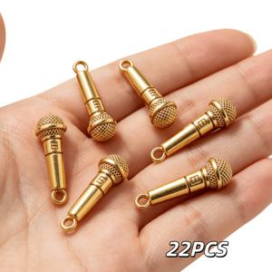 22개 빈티지 아연 합금 마이크 펜던트, 패션 여성용 펜던트, 주얼리 펜던트에 매우 적합, 주얼리 제작 팔찌 귀걸이 목걸이 수제 추가