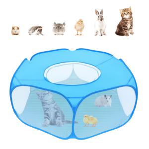SUNGDOGIN 휴대용 접이식 고양이 울타리 겸 소형 동물장 텐트 상단 커버 포함 - 통기성 실내/실외용, 기니피그, 햄스터, 토끼, , 강아지, 닭, 고양이, 생쥐, 살구색 담비용 - 경량