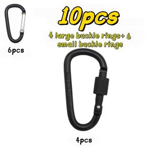 10개 세트, 대형 D자형 버클 또는 후크 4개와 소형 D자형 버클 또는 후크 6개, 나사식 잠금 장치 포함, 캠핑, 하이킹, 낚시, 캠핑 장비에 적합