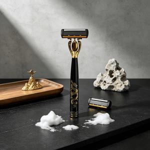 19개 드래곤 패턴 남성용 수동 안전 면도기 키트 (홀더 1개, 리필 면도날 18개), 6중 스테인리스 스틸 날, 두꺼운 거친 턱수염용, 휴대용 여행 필수품, 친척 및 동료를 위한 좋은 선물