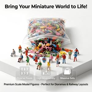 HO 스케일 1:75 미니어처 피규어 모델 200개, 약 2.5cm/0.98인치 높이, 혼합 색상 인간 피규린, 미니어처 장면 철도 레이아웃 건축물 미니어처 모델 액세서리