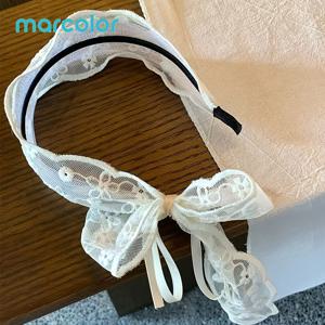 Marcolor 블랙 앤 화이트 메시 레이스 와이드 헤어밴드 여성용 스위트 스타일 헤어 프레스 헤어밴드 넓힌 헤어 밴드, 엉킴 방지 헤어 액세서리 헤어 클립