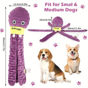 PET FULED 슬로우 피더 강아지 퍼즐 장난감 - 스퀴커 & 간식 디스펜서 포함, 인터랙티브 문어 플러시 강아지용, 슬로우 이팅 씹기 게임, 모든 견종을 위한 내구성 있는 촉수 간식 디스펜서
