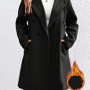 플러스 사이즈 - 플러스 사이즈 - 플러스 사이즈 솔리드 무릎 길이 코트, 가을 겨울에 적합, 가을 의류, 겨울 의류, 할로윈, 크리스마스, 긴소매, 오픈 프론트, 재킷, 정교한 디자인, 서양 스타일, 가을 슈트, 여성 트렌치 코트, 플러스 사이즈 할로윈
