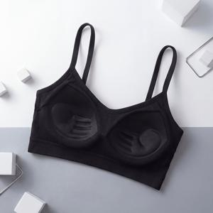 여성용 스포츠 브라 1개, 골지 레이온 속옷, 통합 패드가 있는 오픈백 디자인, 편안하고 통기성 좋은, 와이어 프리, 핸드헬드 서포트, 단색, 심플 스타일, 스포츠 및 요가용