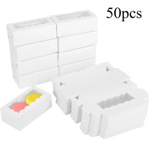 50개 흰색 창문형 마크론 박스, 소형 케이크 박스 용기, 결혼식, 파티, 마크론 초콜릿, 케이크 가게, 소형 디저트 선물 상자에 적합