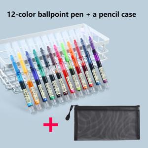 펜 파우치, 속건성 잉크 컬러, 0.5mm 초극세모 팁, 액체 젤 잉크 펜, 다이어리 쓰기, 드로잉, 필기 적기에 적합 (멀티컬러)