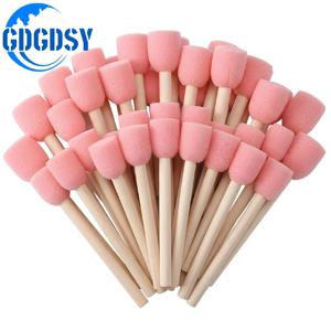 공예 및 페인팅용 미충전 나무 원형 스펀지 폼 브러시 41개 - DIY 미술 프로젝트용 내구성 있는 나무 손잡이 폼 브러시 세트