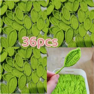 수제 수제 손으로 짠 나뭇잎 화환 36개 - DIY 웨딩 장식, 리스 만들기, 테이블 센터피스, 샤워 파티, 나뭇잎 펜던트가 있는 공예품에 적합한 밝은 녹색 패브릭, 액세서리용 수제 짜임 화환
