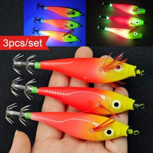 3개입 야광 문어 지그 10Cm 바늘 바닷물 야광 새우 낚시 미끼 문어 낚시 보조 새우 미끼