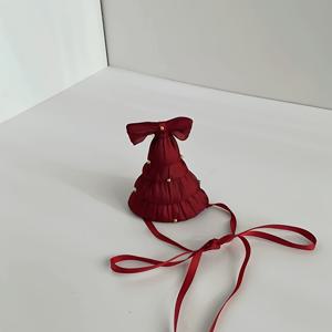 여성을 위한 빈티지 레드 계단식 생일 모자 1개, 리본이 달린 레트로 공주 파티 모자, 크리스마스, 처녀 송별회, 결혼식, 베이비 샤워, 사진 촬영용 귀여운 미니 콘모자