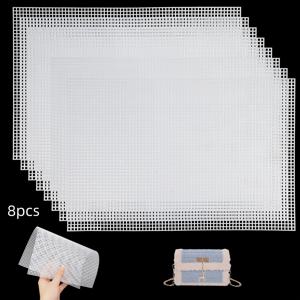 코바늘 가방용 플라스틱 캔버스 8개 세트, 20x30cm/8.27x12.6인치, 메쉬 구멍 직경 3mm, 자수 및 뜨개질 프로젝트용 - 액세서리 전용