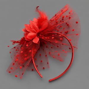 여성용 우아한 리본 헤어밴드, 꽃 깃털 메쉬 베일 포함, 신부 웨딩 패시니에이터 헤어후프, 빈티지 스타일 헤어 액세서리, 결혼식 파티 행사용, 8가지 색상 선택 가능