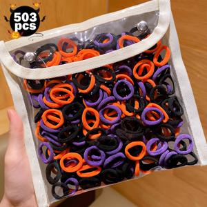 랜덤 503개 오버사이즈 멀티 컬러 헤어 타이, 내구성이 좋고 신축성이 없는 제품으로 데일리 스타일링에 적합하며 더블 포니테일을 연출할 수 있습니다.
