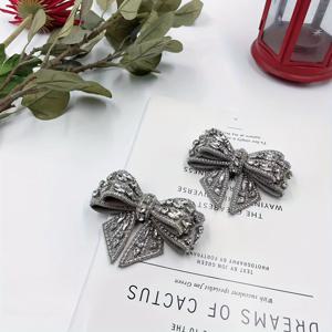 우아한 인조 리본 신발 클립 - 하이힐 및 플랫용 탈착식 리본 매듭 버클 한 쌍 - 신발 장식용 다용도 패션 액세서리