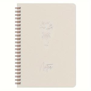 A5 100 GSM 용지, 꽃무늬 나선형 노트북, 금박 표지, 60매, 이중 주머니, 메모 및 일기 작성용