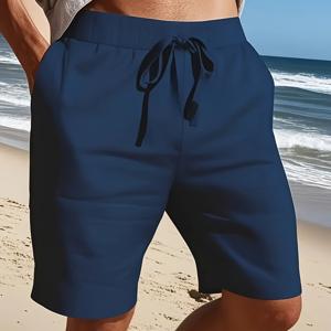 남성 여름 해변 바캉스 린넨 반바지, 캐주얼하고 편안함, 여름 레저 및 해변 휴가에 적합