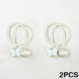 2개 세트 커튼 타이백 - 자석식 무드릴 고정, 우아한 볼 & 나비 장식, 거실/침실용 조절 가능한 창문 홀더백 - 커튼 및 드레이프 호환 데코 액세서리 (2개입)
