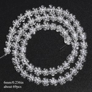 2D 플랫 - 핫 6mm 8mm 플랫 꽃 모양 화이트 도트 투명 유리 비즈, 완벽한 일관성 품질, 루스 스페이서 비즈, 주얼리 제작, 수제 우아한 팔찌, 정교한 목걸이, 수공예, 데일리 착용, 크리스마스 장식 추가