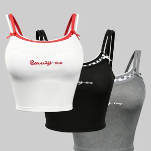 봄/여름용 캐미솔 탱크탑 3개 세트 2-in-1 룩, 여성용 아우터웨어 캐미솔 가슴 패드 포함, 아우터웨어 겸 레이어링 내의 탑, 오픈백 탑