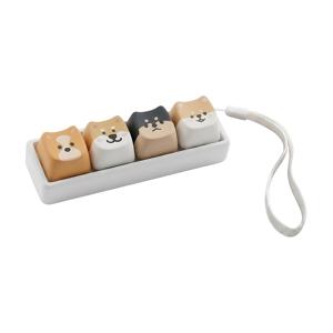피젯 키보드, 4-in-1 버튼 클릭커 스트레스 해소 디자인, 4개의 버튼이 있는 미니 키보드 크리에이티브 키캡, 직장, 여행, 파티용 시바견 디자인 키보드 펜던트