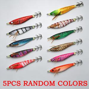 소금물용 오징어 지그 루어 5개 랜덤 세트, 3.94인치 10g, 문어 오징어 낙지 낚시용 인조 미끼