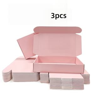 골판지 우편용 배송 박스 3개 세트 10.6x6.5x2인치, 블랙 화이트 핑크 브라운 접이식 판지 선물 포장 상자, 소형 상품 화장품 수공예품용, 주얼리 제작 진열 및 포장 용품
