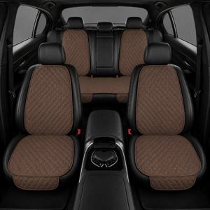 세단, SUV, 트럭, RV용 7개 자동차 시트 쿠션 세트 - 통기성 미끄럼 방지 등받이 쿠션, 작은 패턴 및 리넨 텍스처, 사계절용 편안함, 5인승 차량용 간편 설치, 모든 차종에 적합