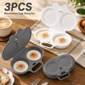 3개 세트 전자레인지 계란 찜기 용기, 개별 내열성 계란 찜기, 아침 식사, 도시락, 점심 등을 위한 플라스틱 계란 조리기, 주방 도구, 부모님, 가족, 좋은 친구, 이웃을 위한 선물로 적합