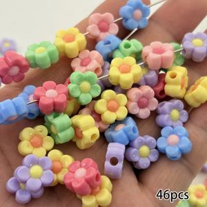 46개 12mm 아크릴 큰 구멍 복숭아꽃 모양 비즈, 꽃 비즈, 랜덤 혼합 색상, 주얼리 스트링, 목걸이, 팔찌, 비즈 펜 및 기타 추가용