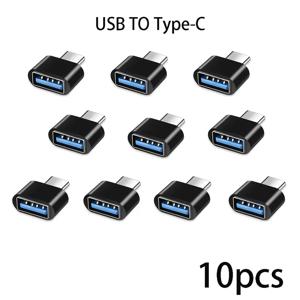 10개입 미니 USB-A to Type-C OTG USB 어댑터 (삼성, 화웨이, 샤오미, 호노어, 레드미 폰 데이터 동기화용) 범용 USB-C 컨버터, Type-C 장치
