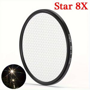 KnightX Starburst SLR 카메라용 광학 유리 필터 - 눈부신 크로스 플레어로 밝은 영역 강화, 37-77mm 렌즈에 적합, 특수 효과, 1 4 6 8 라인, 사진