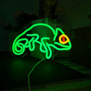 네온사인 | LED 도마뱀 네온등 | USB 전원 벽 장식 램프 | 초록색 동물 네온사인 | 침실 게임룸 바 파티용 | 파충류 애호가 선물 | 가정용 벽 예술 장식 | 밝기 조절 가능한 안전한 저전압 조명 | 아크릴 뒷면 간편 설치
