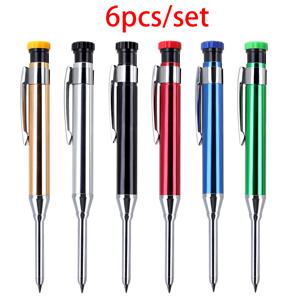 6개/세트 2.8mm 알루미늄 폴 목공 연필, 또는 6개 색상 교체 연필심 상자, 세라믹 타일 금속 바닥 마킹 펜 및 자동 깊은 구멍 연필 마킹에 적합