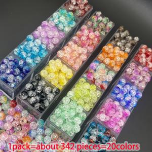 20가지 색상의 342개 비즈 및 비즈 조합 세트 - 8mm 아크릴 비즈, DIY 핸드메이드 주얼리 제작용, 팔찌, 목걸이 및 차량 장식용 - 공예 액세서리 및 재료