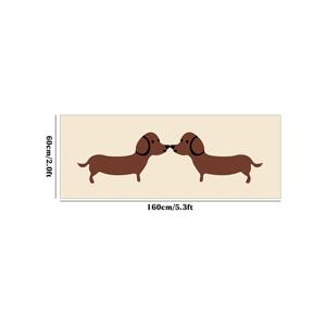 두꺼운 10mm 고품질 인조 캐시미어 포인티드 솔 1개 오프화이트 강아지 프린트 러너 러그, 간편한 창의적인 침실 복도 카펫, 스타일리시한 홈 데코 침대 옆 소프트 플로어 매트
