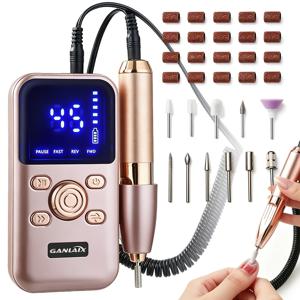 충전식 USB - 45단계 조절 설정, 11개 드릴 헤드 및 20개 드릴 디스크 포함, 모든 네일 케어, 네일 폴리싱, 쉐이핑, 초보자용 홈 젤 제거에 적합, 휴대용 전동 네일 파일, 전문가용 네일 및 풋 케어 세트