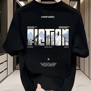 여름 신상 아메리칸 하이 스트리트 라운드넥 반팔 티셔츠 오버사이즈 남성용 라운드넥 프린트 반팔 셔츠 주말 야외 라이딩 통기성 좋은 의상