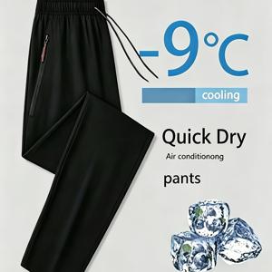 여성용 캐주얼 퀵 드라이 팬츠 (지퍼 포켓 포함), 스트레치 컴포트 통기성 경량 탄성 허리 바지, 덥고 더운 날씨 통근, 캐주얼 의상에 적합한 편안한 긴 바지