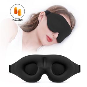 2개입, 3D 수면 마스크 및 귀마개 세트, 무압박, 통기성 좋고 편안함, 밤새 편안하게 잠을 잘 수 있도록 도와줍니다. 여행 및 사무실 낮잠 필수품, 새로운 수면 마스크, 수면 여행 항공 블랙 윙리스 아이 마스크 3D 3D