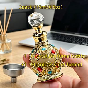 2개입, 레트로 장식 향수병, 조각 보석 장식 리필 가능 향수 에센셜 오일 병, 여성 어머니를 위한 우아한 화장대 액세서리 및 선물, 에센셜 오일 스포이드 병, 레트로 빈 리필 가능 화장품 용기