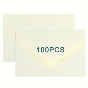 클리어 윈도우가 있는 100개 미니 자체 밀봉 봉투 - 클래식 화이트 & 블랙 크래프트 종이, 결혼식 초대장 & 생일 선물에 완벽