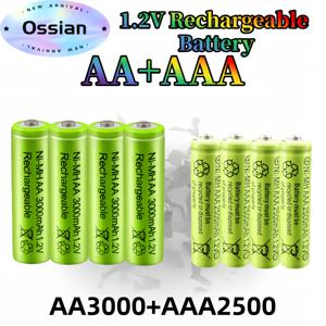 Ossian 8개입 (4AA 및 4AAA) Nimh 충전식 배터리 대용량 1.2V Ni MH 배터리 (리모컨 장난감 손전등용)