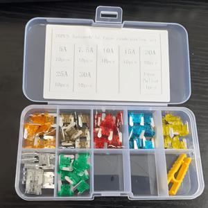 71개 미니 블레이드 자동차 퓨즈 세트, 저형태 자동차 퓨즈 모음 키트 (5A/7.5A/10A/15A/20A/25A/30A), 퓨즈 풀러 포함, 자동차, 트럭, SUV, RV, 보트용 교체 퓨즈