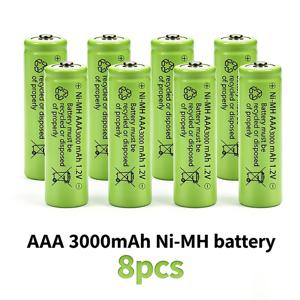 4/8개입 Ni-Mh 충전식 배터리, 1.2V AAA, 3000mAh. 내구성이 뛰어나고 오래 지속됩니다. 리모컨, 알람 시계, 초인종, 게임패드 및 손전등에 적합합니다.