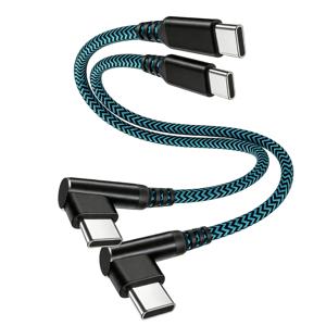 2개입 짧은 엘보 Type-C- Type-C 데이터 케이블, 30Cm/1Ft/11.8Inch, 휴대용 듀얼 Type-C 충전 케이블, 아이폰 17/16Pro Max, , 갤럭시 S20/S10/S9/S8 Plus/S10E/노트 20/10/9/8 호환, 짧고 편리함