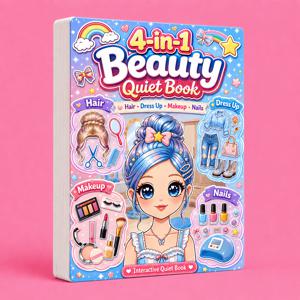 어린이 미용실 바쁜 책 150개 이상, 4-in-1 헤어 스타일링, 드레스업, 메이크업 & 네일 아트 퀴ετ 북, 재사용 가능한 액세서리 포함, 신학기, 생일 선물, 교실 보상, 크리스마스 및 여아 파티 선물용