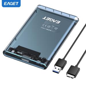 EAGET 클리어 2.5'' 외장 하드 드라이브 인클로저 하드 디스크 케이스 USB 3.0 to SATA, SATA HDD SSD 기계식 하드 드라이브 지원 UASP (HDD SSD 제외)